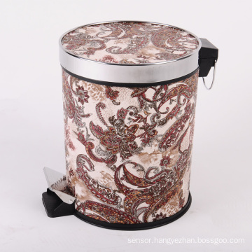 Dragon Flower Pattern Leather Covered Garbage Bin (A12-1901D)